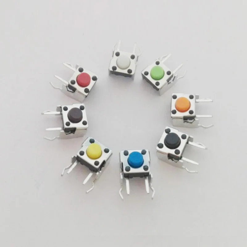 200pcs/lot 6*6*5mm Tactile Push Button Tact Switches with Stand 6x6mm Colorful