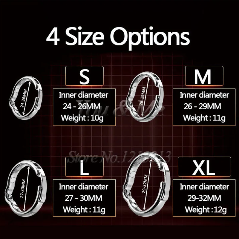 Metal Cock Ring Glans Ring Adjustable 5 Size Magnetic Sheath Compound Male Circumcision Ring V Type Penis Ring Sex Toys for Men