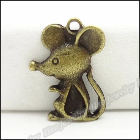 40pcs Vintage Charms Mouse  Pendant Antique bronze Fit Bracelets Necklace DIY Metal Jewelry Making