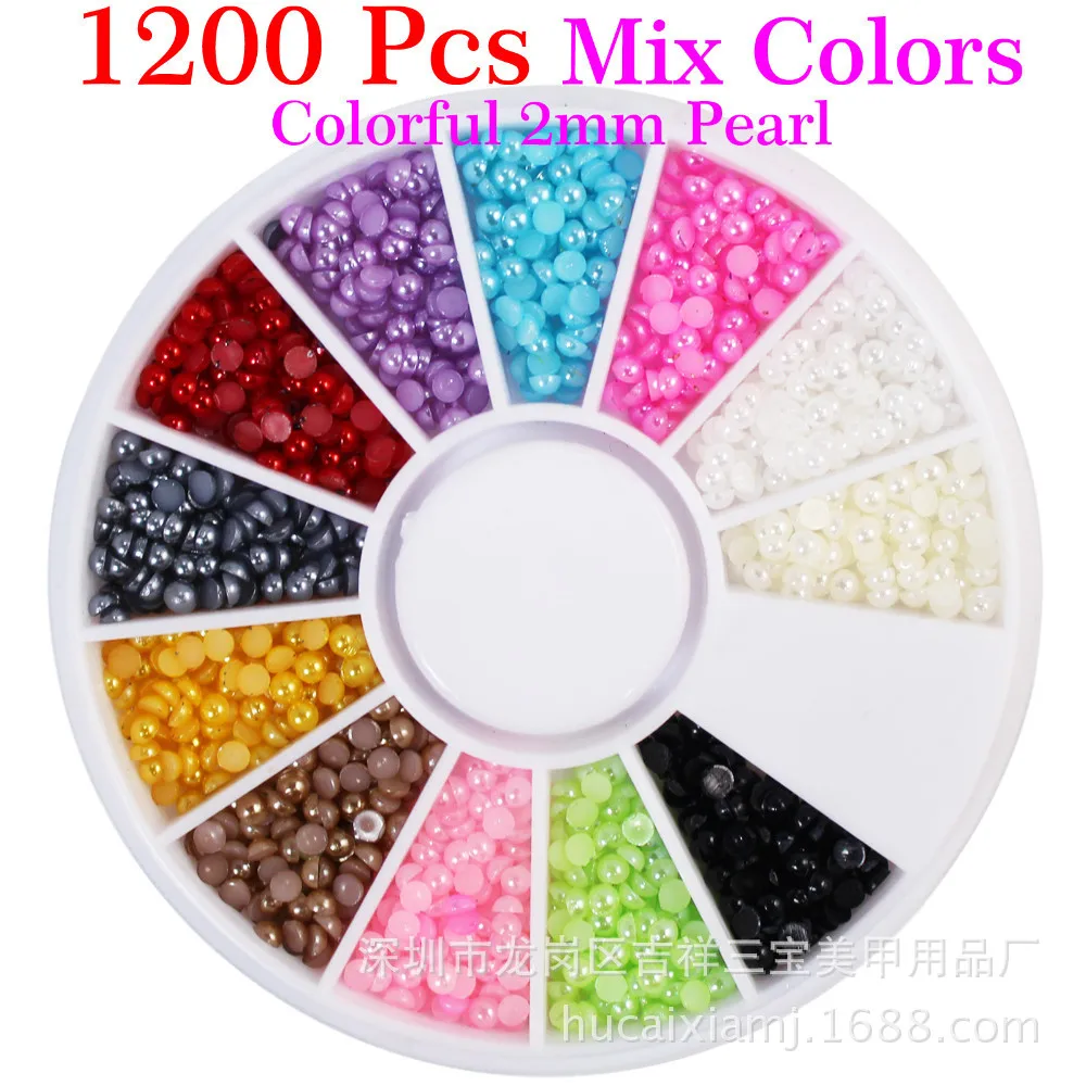 12 colors of pearl  nail decoration nail art tool mixed colour nail ringstone