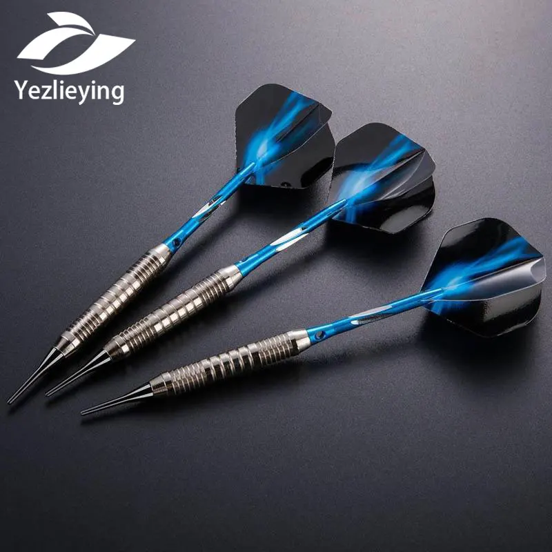 3pcs/set High Quality Blue Fire Pattern Professional 18 grams soft Tip Darts Iron Darts