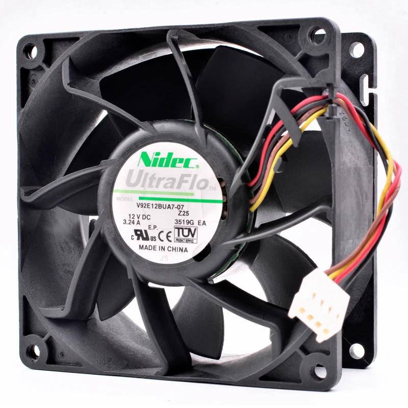 Original V92E12BUA7-07 9cm 9038 92x92x38mm 12V 3.24A large air volume booster server cooling fan