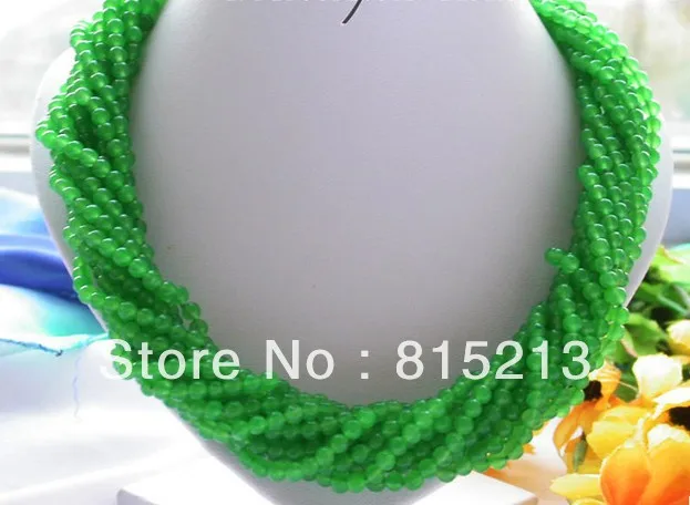 

FREE SHIPPING N11 9strands 20" 4mm round green jade bead necklace