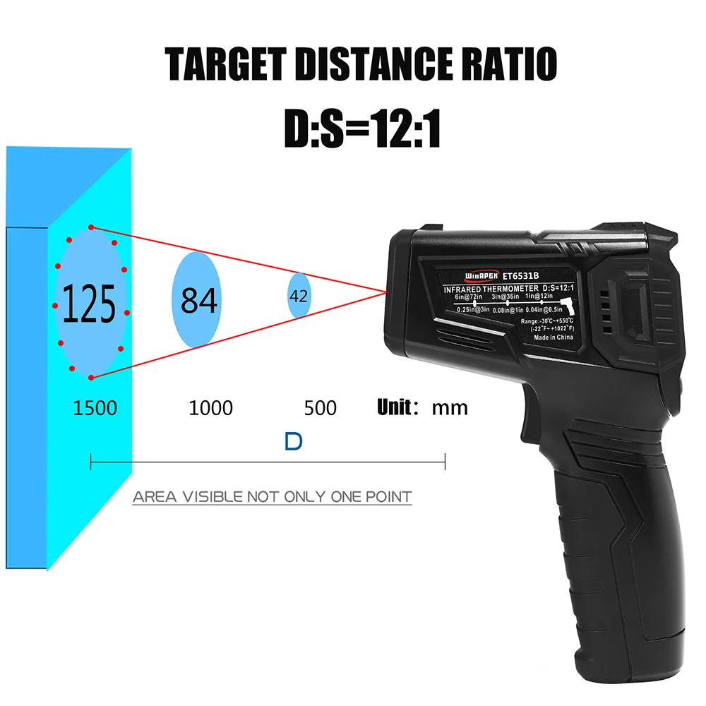 Non-contact Infrared Thermometer Digital Temperature Measurement Multi-function IR Laser Humidity Thermometer Gun -50-600 Degree