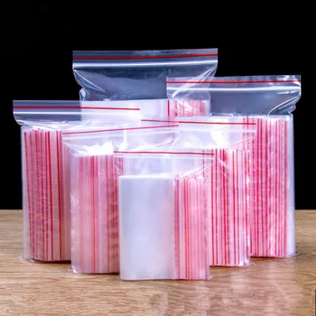 100 Uds. Pequeños regalos de plástico de alta claridad joyería bolsa Ziplock DIY Snack polvo Hardware pulseras dulces especias bolsas de regalo de prueba