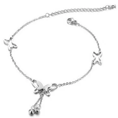 Korean Version Of The 2019 Fashion New Anklet Simple Wild Simple Adjustable Long Butterfly Crystal Ladies Anklet Gift Wholesale