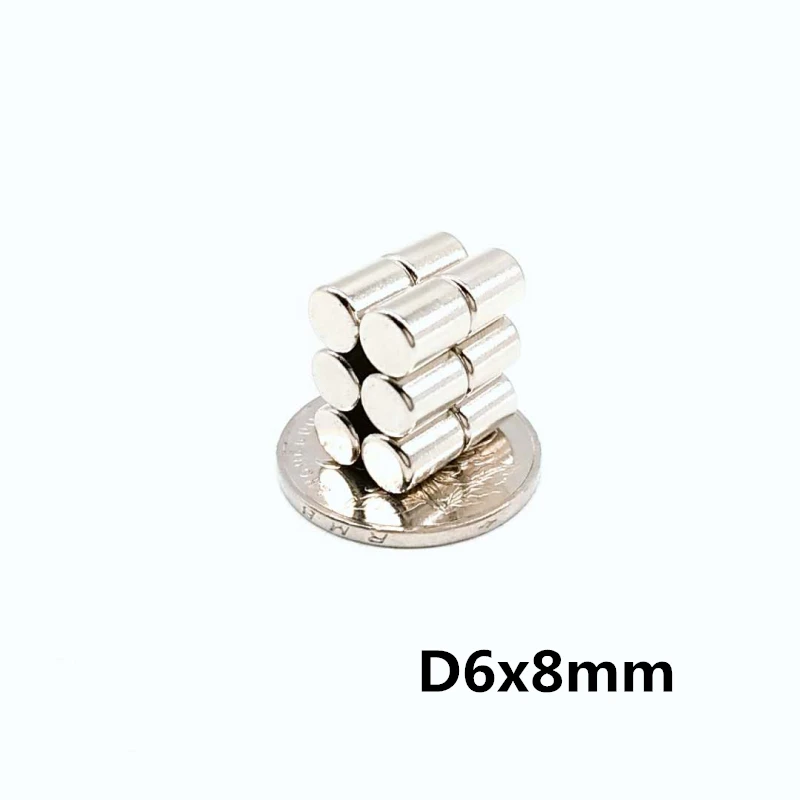 Home improvement Magnet 200Pcs 6*8 6x8 mm Permanent NdFeB Super Strong Powerful Small Round Magnetic Magnets Disc