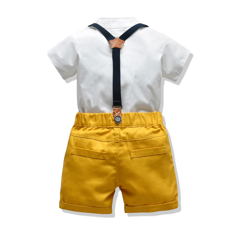 Top and Top Baby Boy Clothing Sets Infants Newborn Boy Clothes Shorts Sleeve Tops+Overalls 2PCS Outfits Summer Bebes Clothing