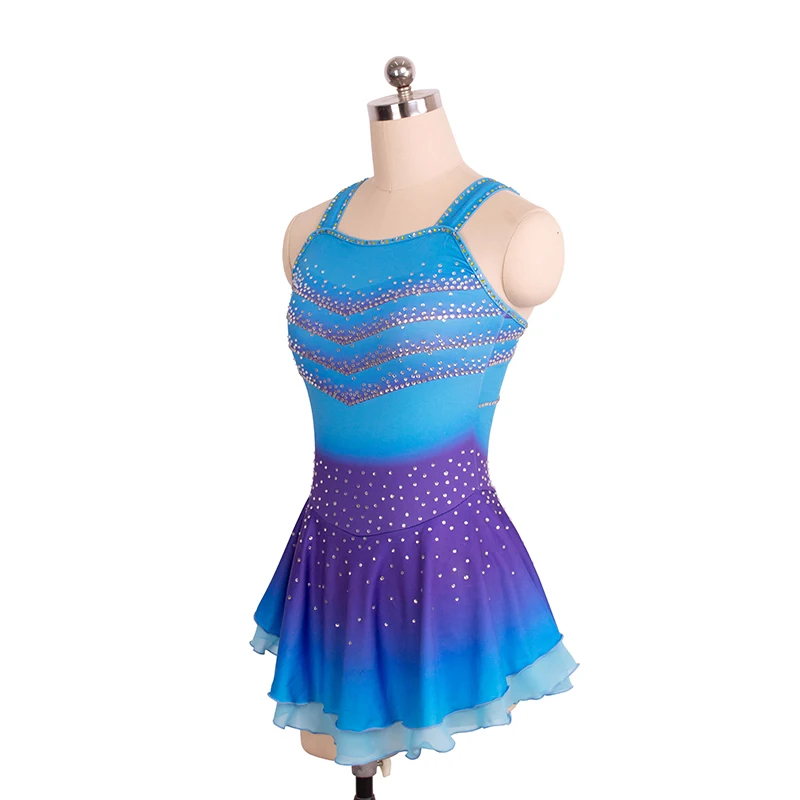 Figure Skating Competition Clothing Women's Children's Gymnastics Performance Dress Blue Purple Performance Dress