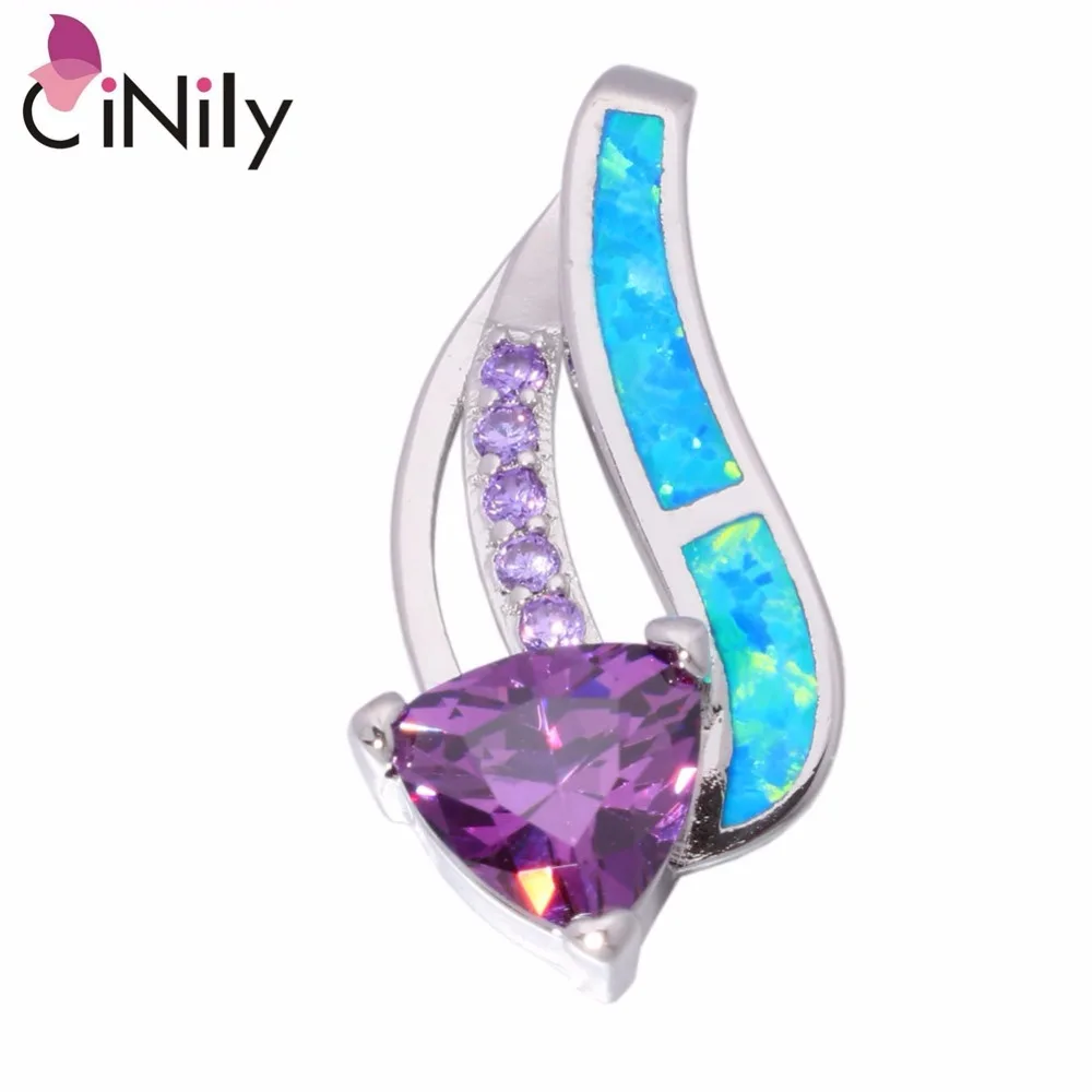 

CiNily Created Blue Fire Opal Purple Zircon Authentic .925 Sterling Silver Wholesale For Women Jewelry GIFT Pendant 1" SP013