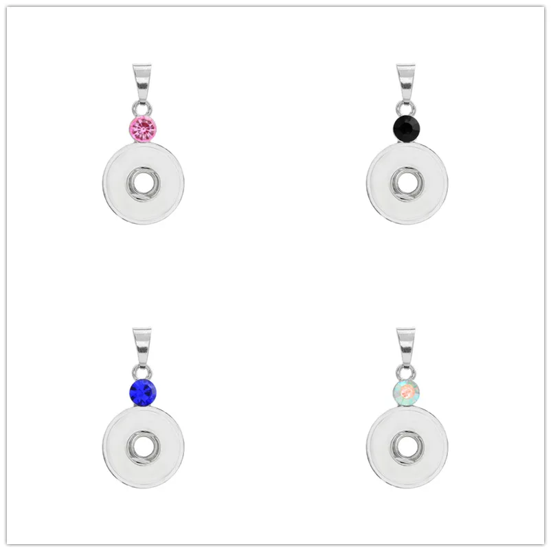 New XL0090 Rhinestone Round charm snap Charms(no necklace) fit 18mm charm snap buttons fashion DIY Fittings wholesale