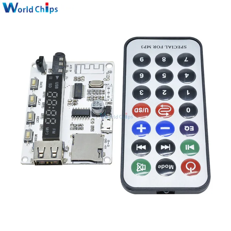 Digital LED Display Wireless Bluetooth FM MP3 Decoding Board TF Card Audio Sound Module with Infrared Remote Controller