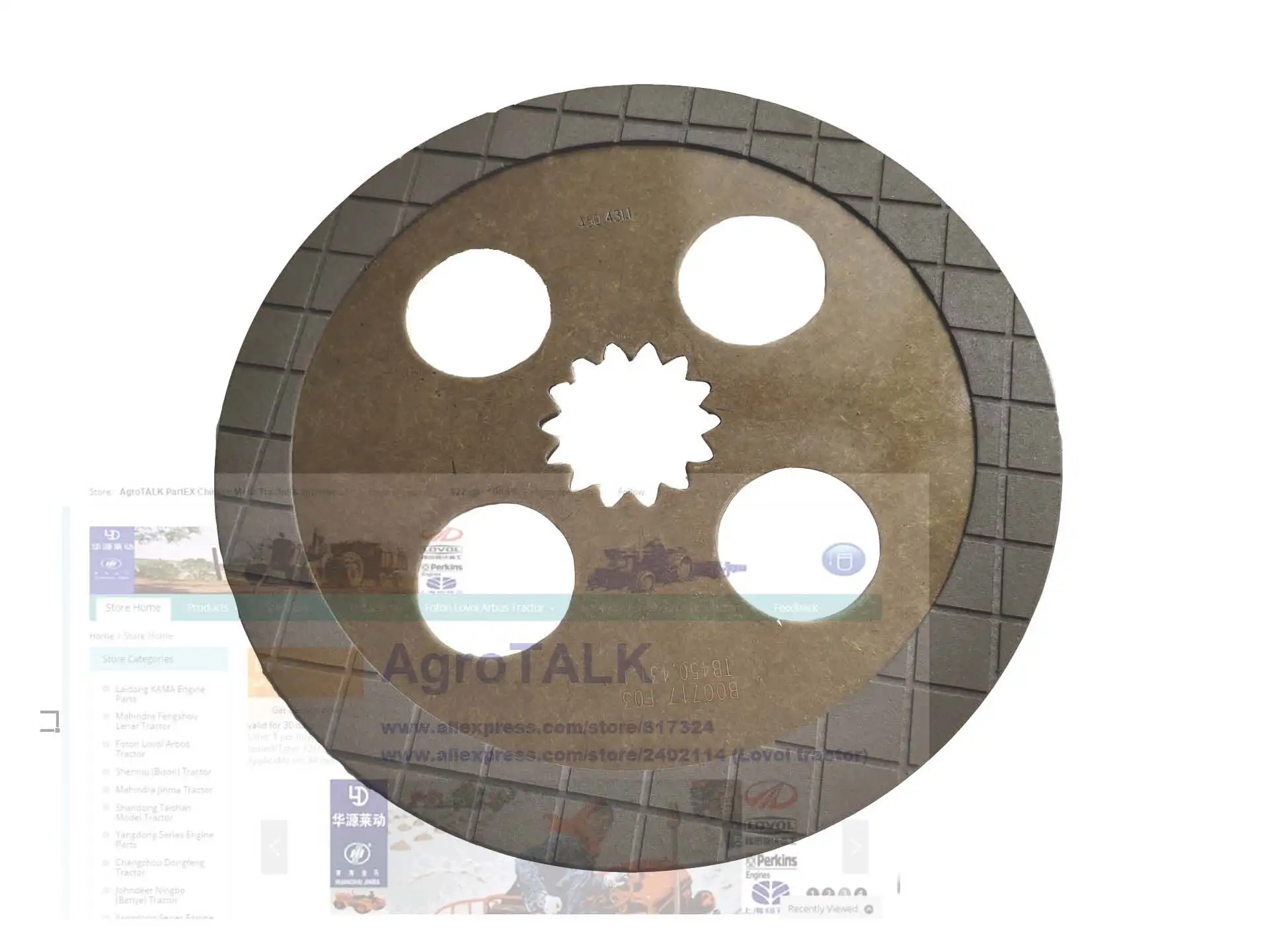 

TB450.431.1, the friction (brake) disc set for Foton Lovol TB series tractor, Please check the inner diameter and teeth numbers