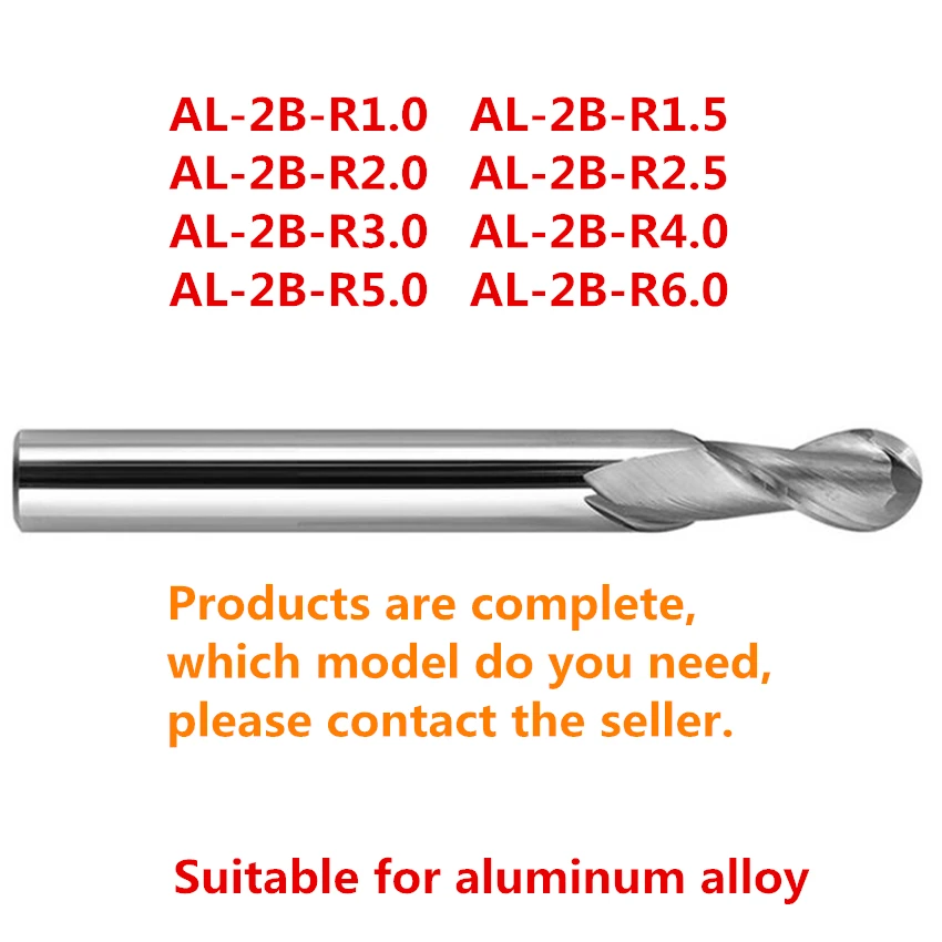 ZCC.CT AL-2B Solid Tungsten Carbide 2 Flute Aluminium Ball Nose End Mill Cnc Milling Cutter Cutting Tools For Machining profile