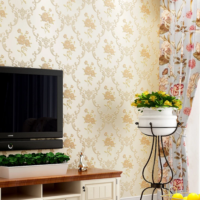 Warm Garden Flowers 3D Wallpaper Precision Embossed Background Non-woven Wall Paper Living Room Bedroom