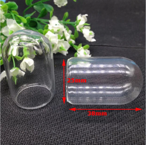 10set/lot--25*38mm Bell jar shape tube clear glass bubble bottle & tray & top connector--for DIY necklace accessories finding