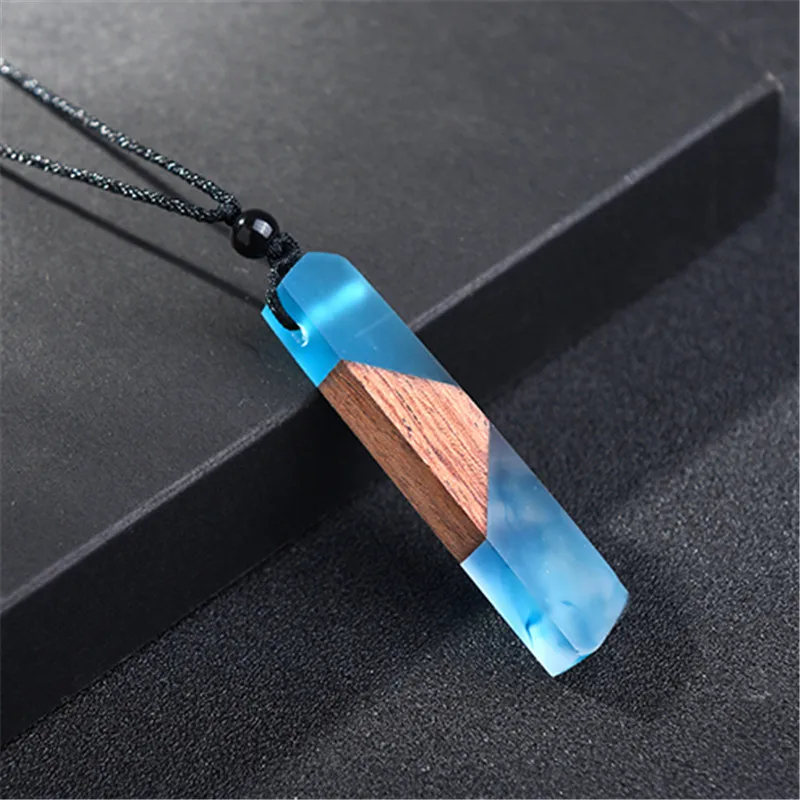 Drop Shipping Women Men Necklace Handmade Resin Wood Necklaces & Pendants Rope Chain Wooden Jewelry Gift