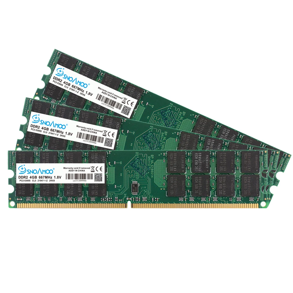 SNOAMOO Ram DDR2 4GB 800MHz PC2-6400 Desktop PC DIMM Memory 240 pins For AMD System High Quality Compatible