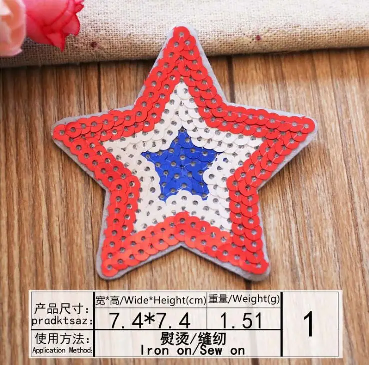 Free shipping 10 pcs Star Bow GO sequins embroidered Iron On Patches cell phone decor garment repair Appliques accessory diy