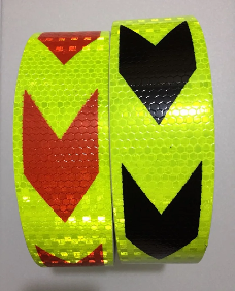 5cm x 3m selbst klebender fluor zieren der gelb roter Pfeil reflektieren der Klebeband-Warn aufkleber – Detail 4