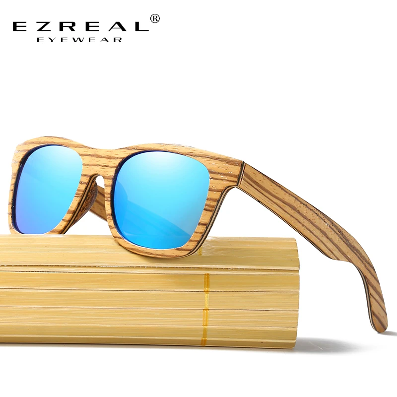 

EZREAL New Polarized Men's Brand Mirror Eyewear Wooden Sun Glasses Women Men Brand Wood Sunglasses Bamboo For Friends as Gifts