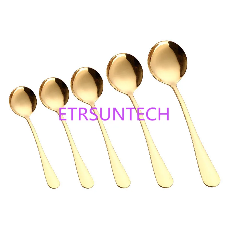 100pcs/lot Golden Tea Spoon Stainless Steel Mini Gold Coffee Spoon For Milk Tea Small Dinnerware Tableware Kitchen Dining Tools