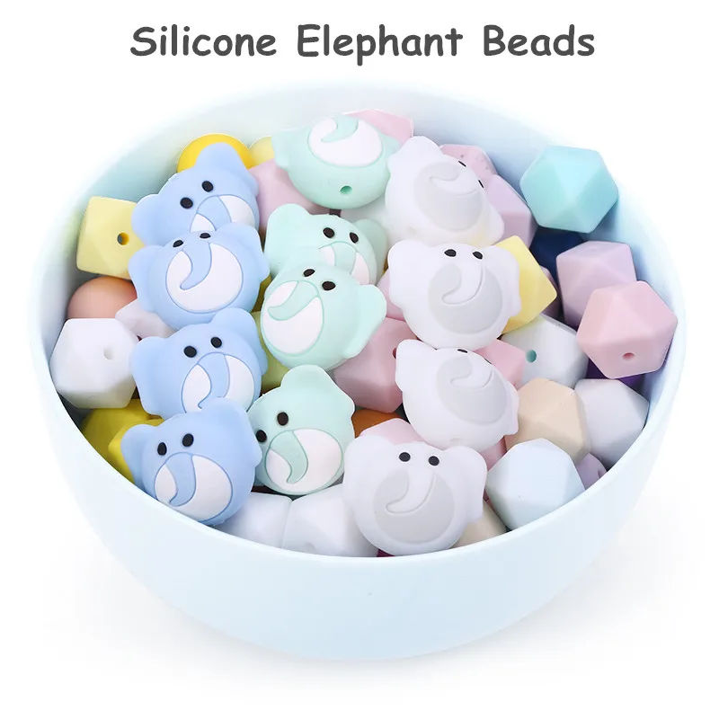 

Chengkai 50pcs Silicone Elephant Teether Beads DIY Animal Baby Teething Montessori Sensory Cartoon Jewelry Toy Making Beads