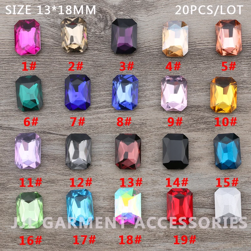 20pcs/lot 13*18mm rectangle Octagon Fancy stone Pointed back glass  topaz stone For  Jewelry Making,DIY dress