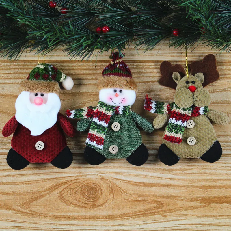 

6Pcs New Christmas Tree Decorations Hanging Ornaments Mini Fastener Plush Dolls Santa Claus Pendants Christmas Decorations