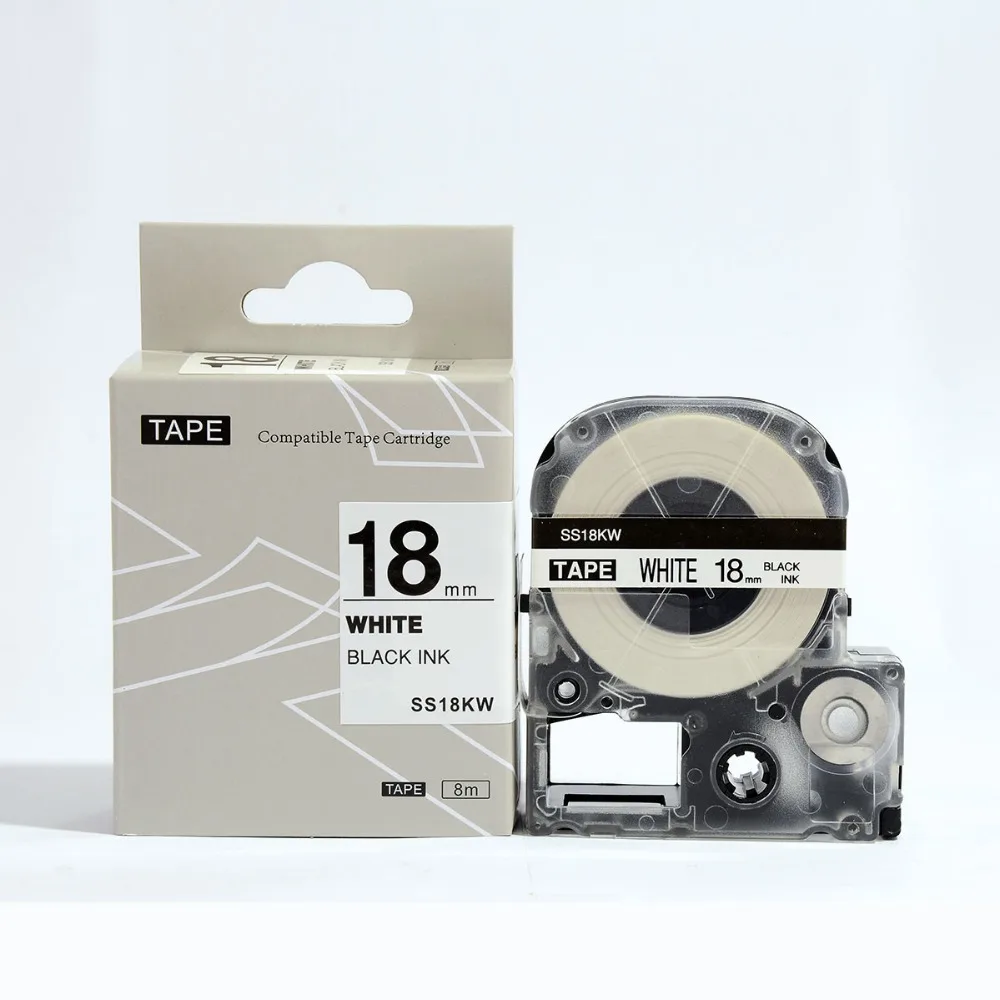 

Black on white 18mm label tape SS18KW compatible for both KINGJIM labelworks label tapes LW-400 LW-600