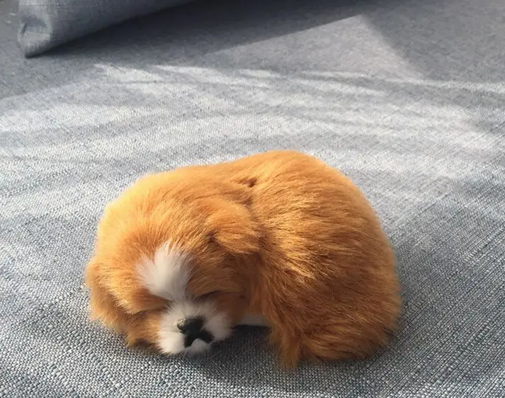 small real life yellow dog model plastic&furs sleeping dog gift about 12x9x5cm xf1464