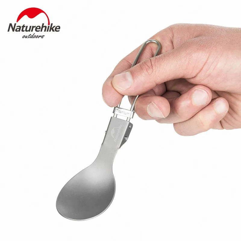 Naturehike Folding Titanium Tableware Portable Multifunctional Tableware Metal Anti-Skid Knife Fork Spoon Outdoor Camping Picnic