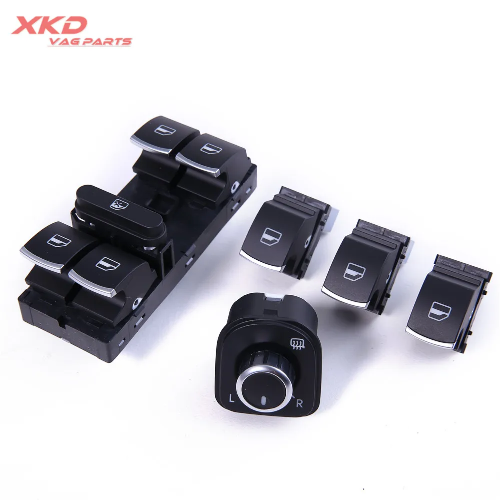 5Pcs Chrome Side Mirror Master Window Switches Set fit For VW Jetta MK6 Vento  Passat B6 5K4 959 857  5ND 959 565  5ND959855