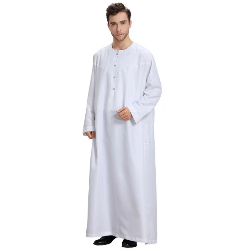 

Mens Islamic Dresses Clothing Kaftan Men Muslim Arab Long Sleeve Men Middle East Abaya Jubba Thobe White Marocain Moslim Jurken