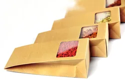 10*23.5*6cm 20pcs Quality packaging Kraft paper Stand Up bag Food Square window box Bags of nuts/Tea/Cake/Cookies/Coffee bags