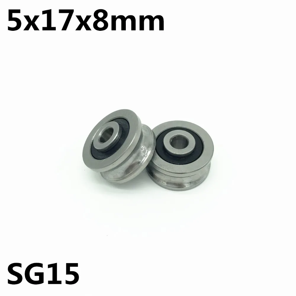 

10pcs SG15 U groove bearing 5x17x8 mm double row sealed ball bearing for 6mm linear guide rail SG5RS High quality