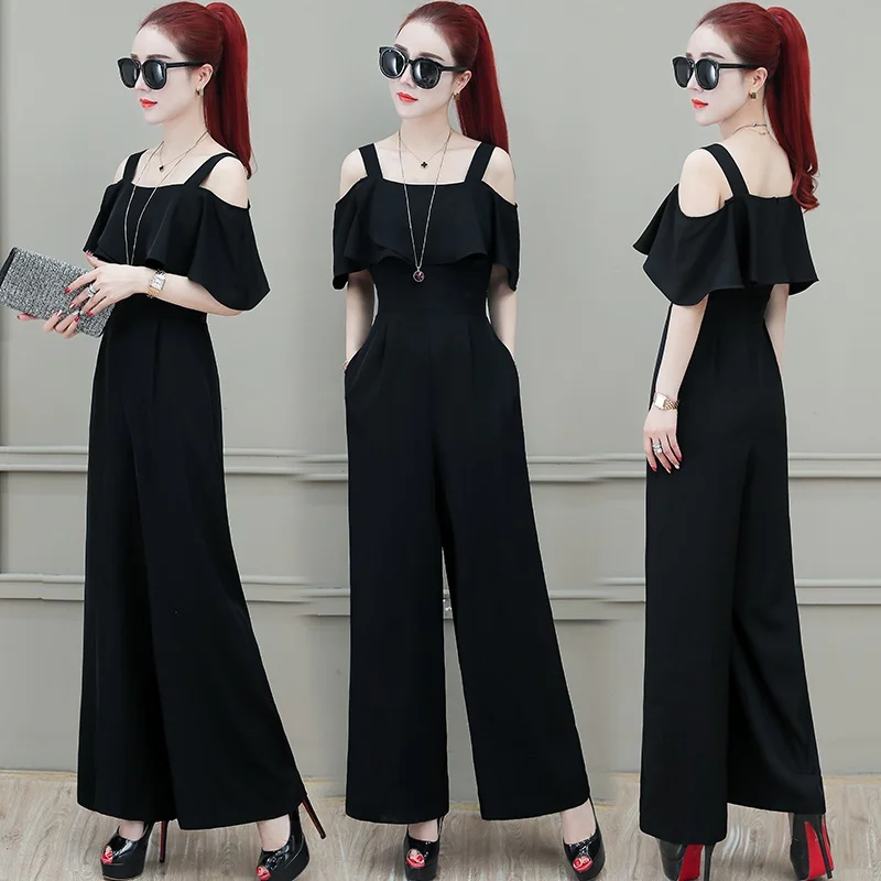 Polka Dot Jumpsuit 2019 Musim Panas Off Bahu Korea Overall Pinggang Tinggi BoHo Playsuit Elegan Celana Kodok untuk Wanita 2019 DD2155