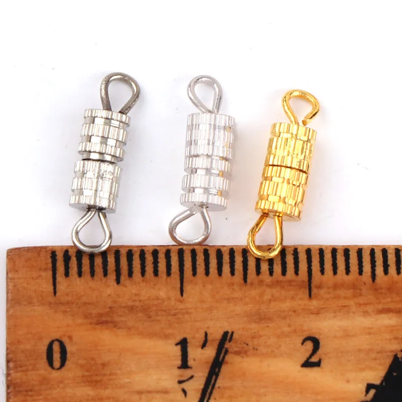 Hot Sale 4x14mm Copper Screw Thread Buckle Clasps Cylinder Metal Tone DIY Necklace Bracelet Connectors Jewelry Supplies Finding