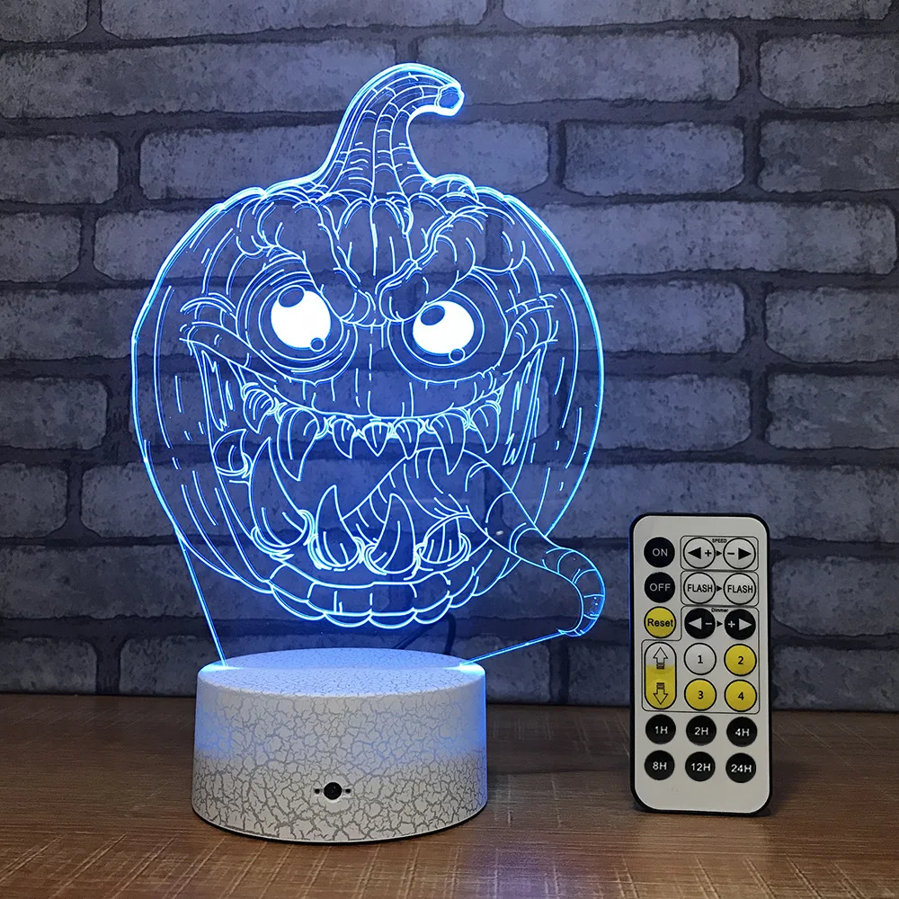 Halloween 3d Light Fixtures Pumpkin Lantern Creative Remote Decorative Led Night Lights Usb Led Lovely Cartoon Children's Toys