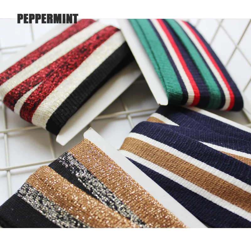 1yard cotton Knitting Stripe Webbing Sport Pants Cloth Strech Band Stretching Lace Ribbons DIY Garments Accessories