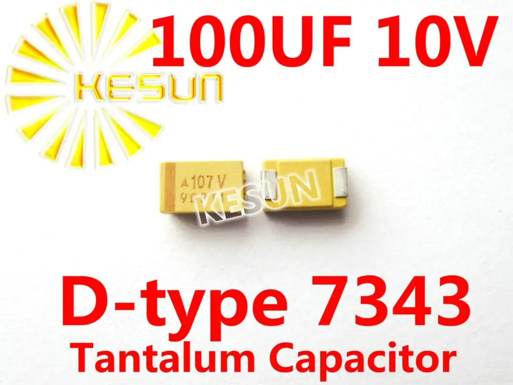 

100UF 10V D type 7343 2917 107A SMD Tantalum Capacitor Connector TAJD107K010RNJ x100PCS Free Shipping