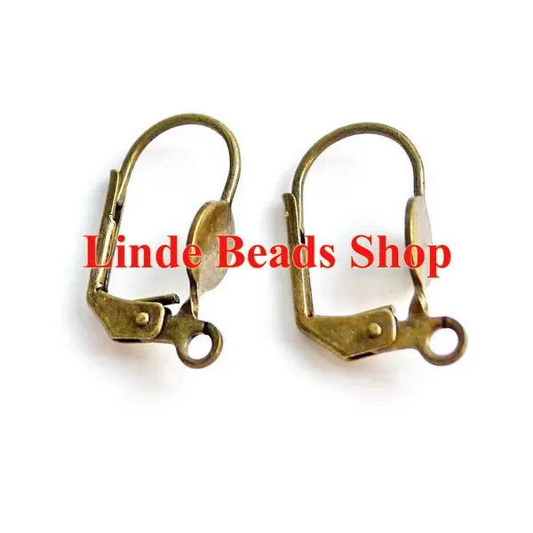 

Free Shipping!! 100pcs Nickel Free antique bronze plated leverback earing finding hook 10x18mm with 6mm collet LE0036