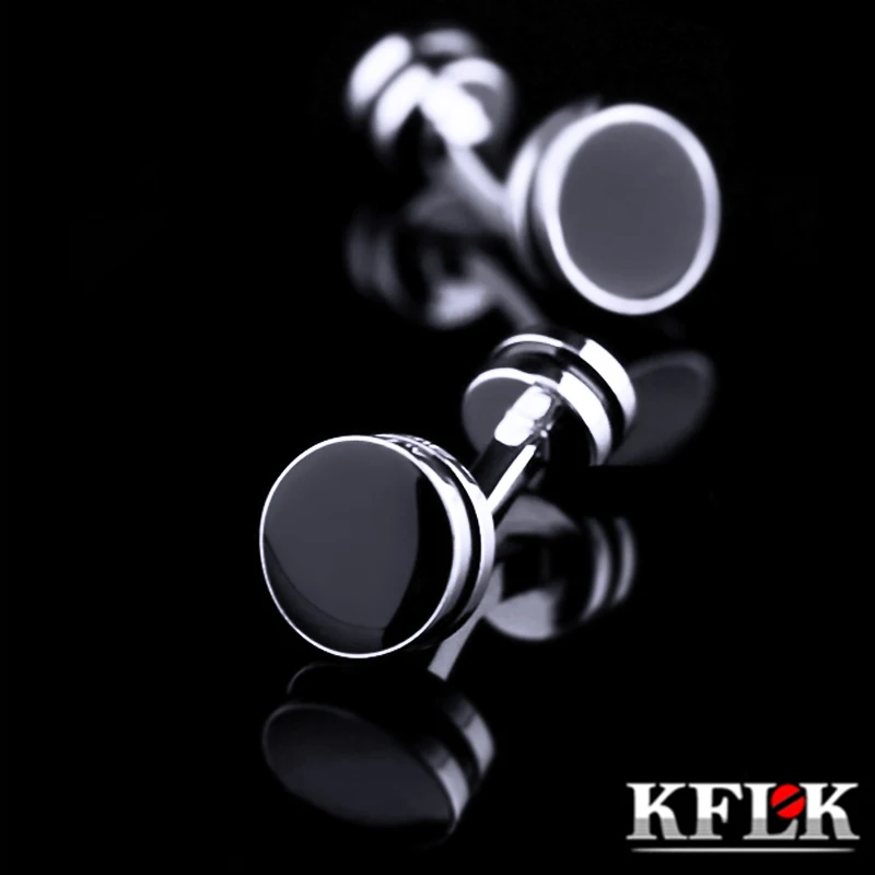 

KFLK Jewelry shirt cufflinks for mens Brand Cuff link Wholesale Fashion Black Buttons High Quality Wedding Groom guests