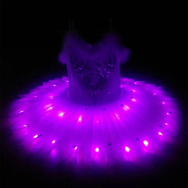 Professionalบัลเล่ต์Tutu Led Swan Lakeผู้ใหญ่บัลเล่ต์เต้นรำเสื้อผ้าTutuกระโปรงผู้หญิงBallerinaชุดสำหรับปาร์ตี้บัลเล่ต์สีขาวชุด