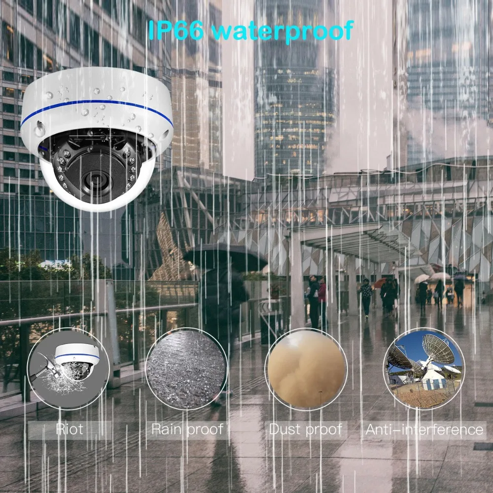 AZISHN H.265 5MP 3MP 2MP IP Camera Vandalproof Security PTP Alert 15IR Dome metal waterproof Surveillance Camera XMEye