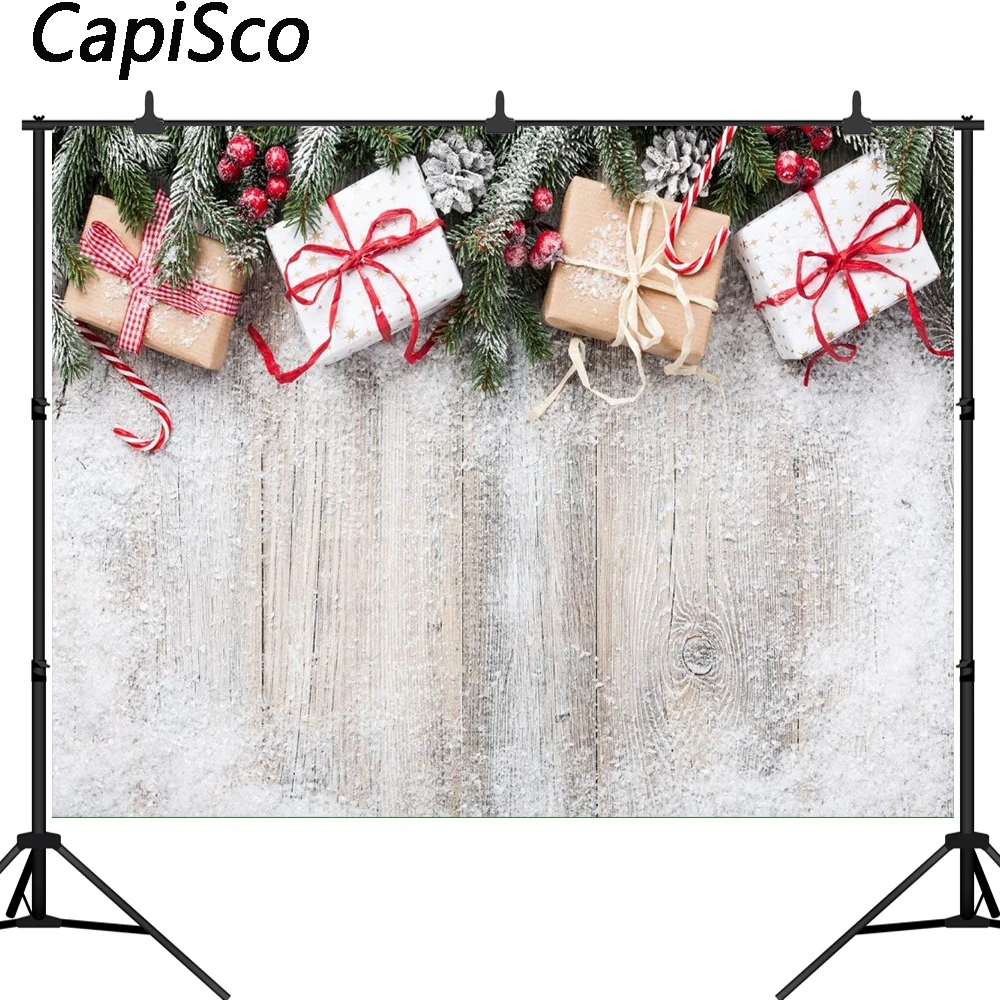 Fondo de Navidad Capisco para fotos, regalo de madera, Fondo de fotografía de copo de nieve, cámara para niños, sesión fotográfica de Año Nuevo