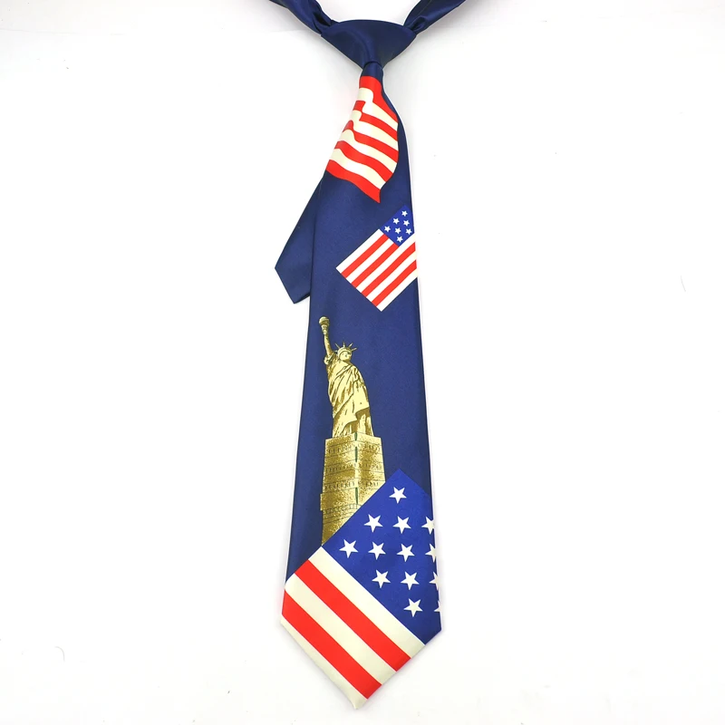 Men\'s 3.5-inch Wide Necktie Classical Fashion American/USA Flag Polyester Woven Cravat for Party And Wedding Men\'s Neckwear Gift