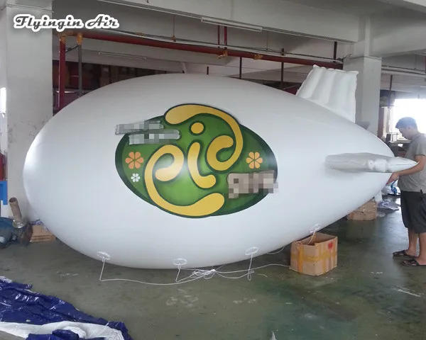 Outdoor Advertising Inflatable Zeppelin Helium Balloon PVC White Flying Blimp Air Blow Up Airship For Parade Show