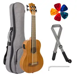 Kmise Electric Ukulele Bass Ubass  Baritone 30 Inch Baritono with Gig Bag Strap Picks Regulating Stem