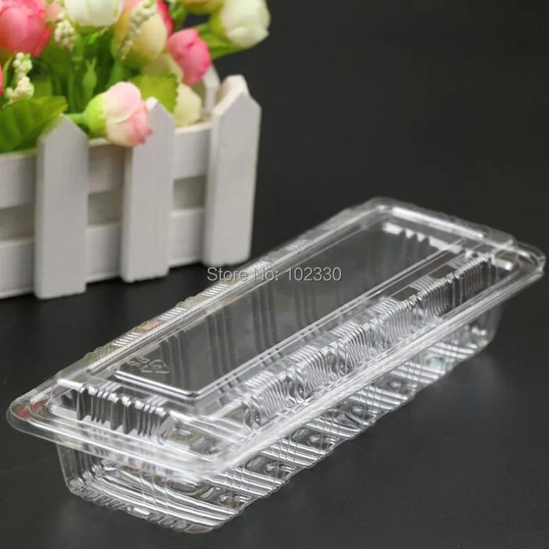 

400pcs 21cm*8cm*4cm Long plastic boxes of disposable plastic transparent lunch boxes packing boxes sushi egg tarts box